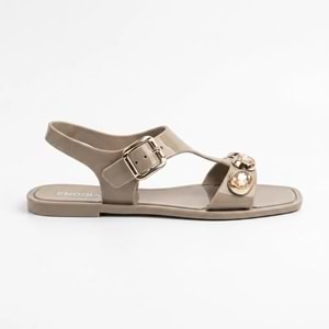 En.J-9008-1 Kadın Plaj Sandaleti - Kristal - En.9008-1 - Vizon - 40