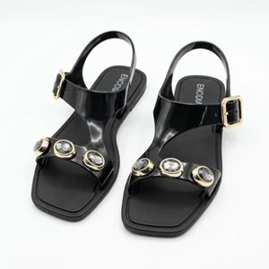 En.J-9008-1 Kadın Plaj Sandaleti - Kristal - En.9008-1 - Siyah - 40